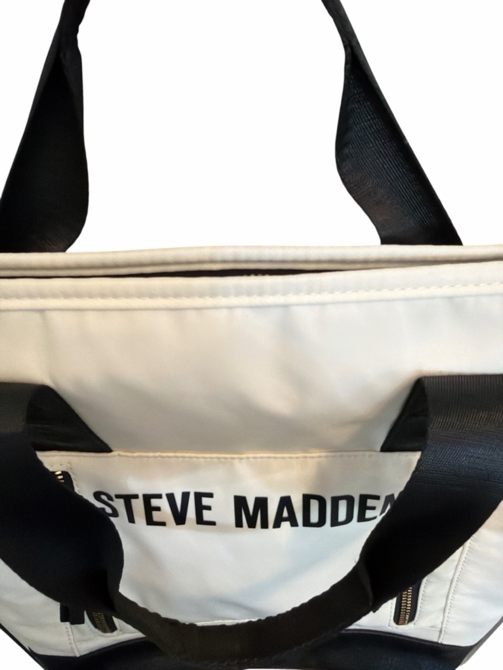 Steve Madden Travel Backpack Convertible Tote Cream Black NWT w/ Pouch - Picture 6 of 12
